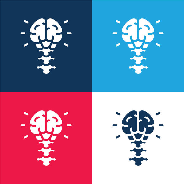Brain blue and red four color minimal icon set