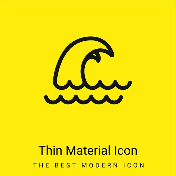 Big Wave Minimal Bright Yellow Material Icon — Stock Vector
