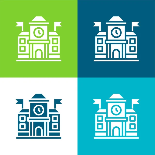 Academia Plana Cuatro Colores Mínimo Icono Conjunto — Vector de stock