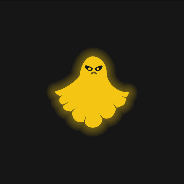 Angry Ghost yellow glowing neon icon
