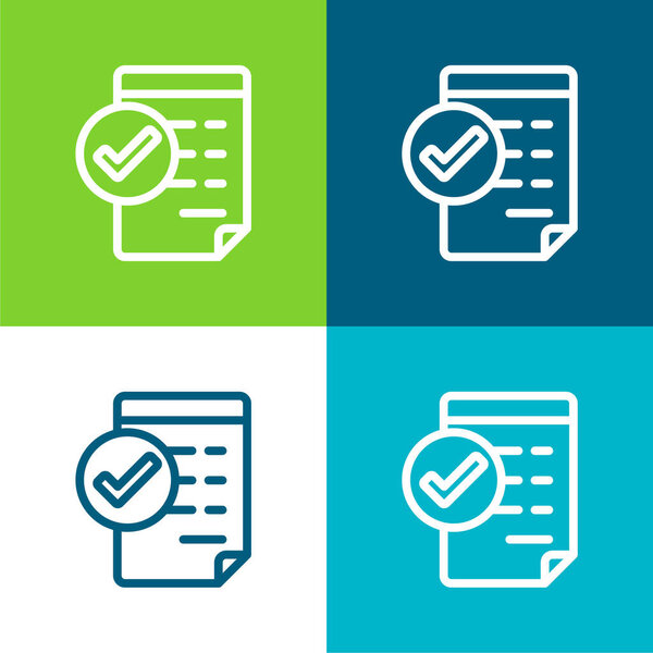 Утверждение счета-фактуры Плоский четырехцветный минимальный набор значков