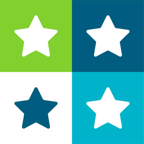 Bookmark Star Flat Four Color Minimal Icon Set — Stock Vector