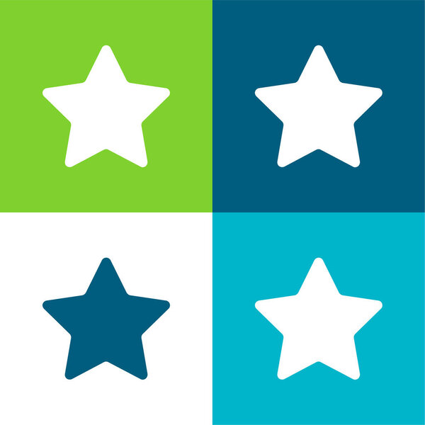 Bookmark Star Flat Four Color Minimal Icon Set — Stock Vector