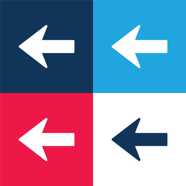 Стрелка влево силуэт синий и красный четыре цвета минимальный набор значков