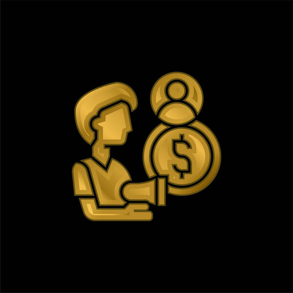 Affiliate gold plated metalic icon or logo vector