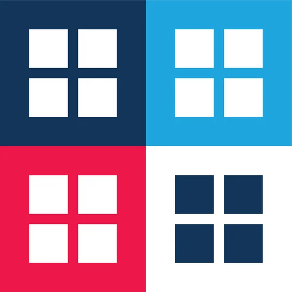 Black Squares Blue Red Four Color Minimal Icon Set — Stock Vector