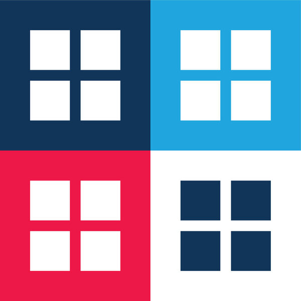 4 Black Squares blue and red four color minimal icon set