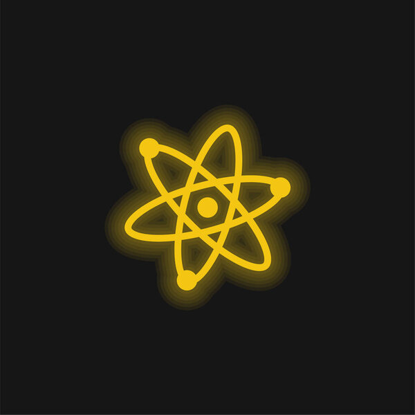 Atoms Symbol yellow glowing neon icon