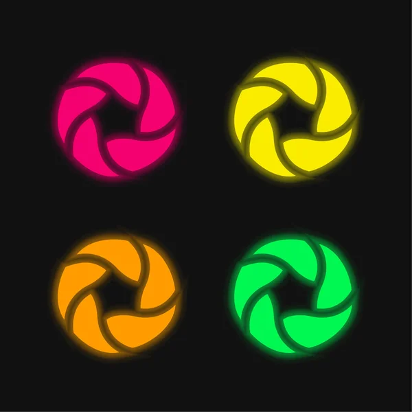 Stock vector Bread Bagels four color glowing neon vector icon