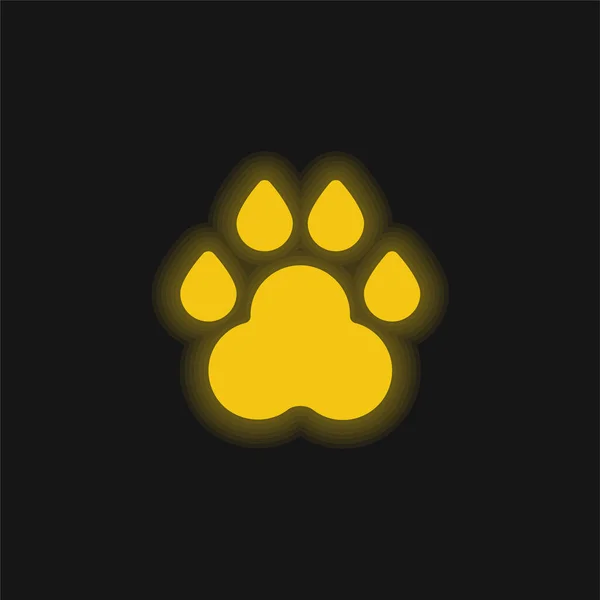 stock vector Animal Track yellow glowing neon icon