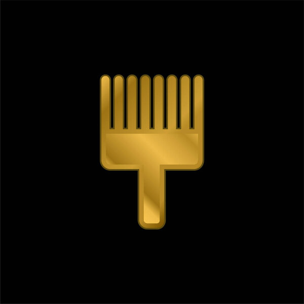 Afro Pick gold plated metalic icon or logo vector