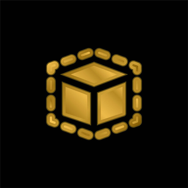3d Modeling gold plated metalic icon or logo vector
