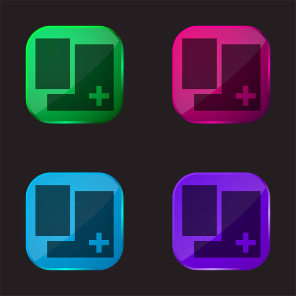 Добавить прямоугольная кнопка формы Кнопка четыре цвета стекло значок