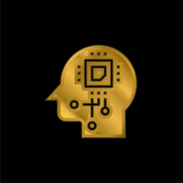 Позолоченная Металлическая Икона Искусственного Интеллекта Вектор Логотипа — стоковый вектор