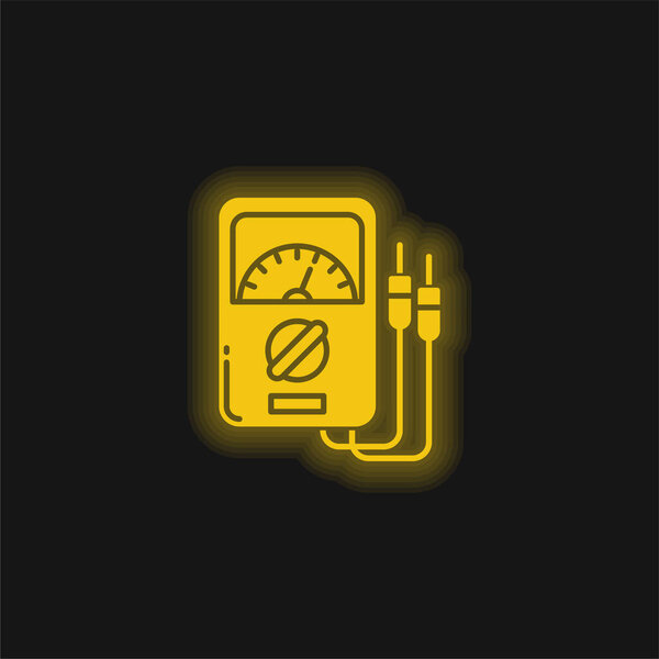 Ammeter yellow glowing neon icon