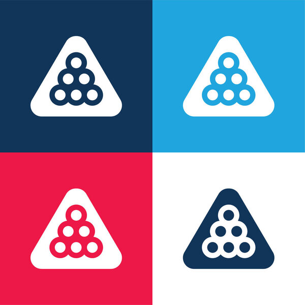 Billiard blue and red four color minimal icon set