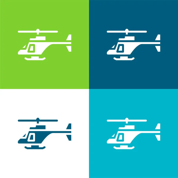 Ordu Helikopteri Düz Düz Renk Simge Kümesi — Stok Vektör