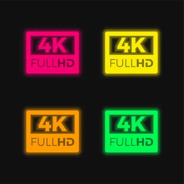 stock vector 4K FullHD four color glowing neon vector icon