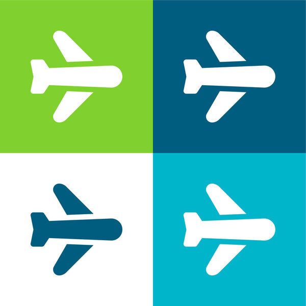 Airplane Flat four color minimal icon set