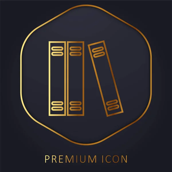 Libros Línea Dorada Logotipo Premium Icono — Archivo Imágenes Vectoriales