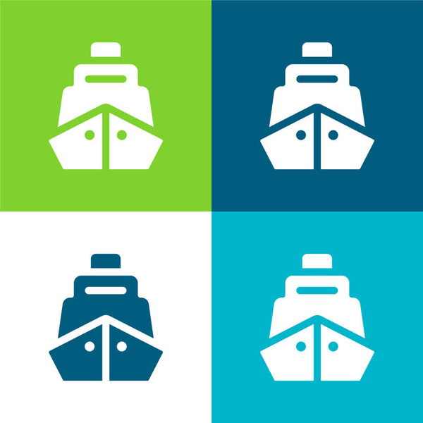 Boat Flat four color minimal icon set