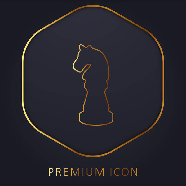 Black Horse Chess Piece Shape golden line premium logo or icon