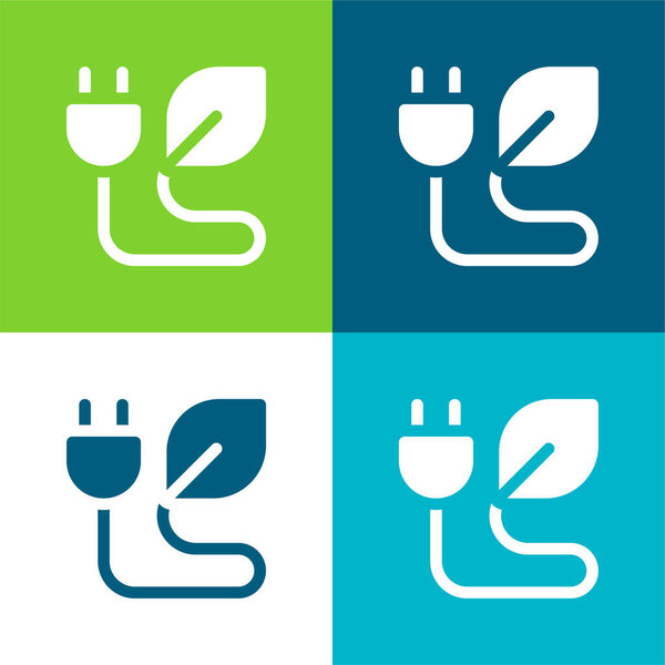 Bio Energy Flat four color minimal icon set