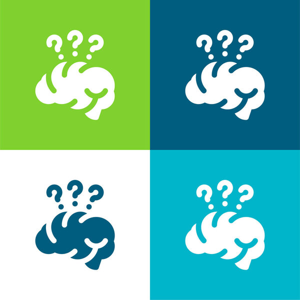 Brain Flat four color minimal icon set