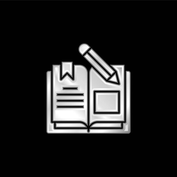 Book silver plated metallic icon