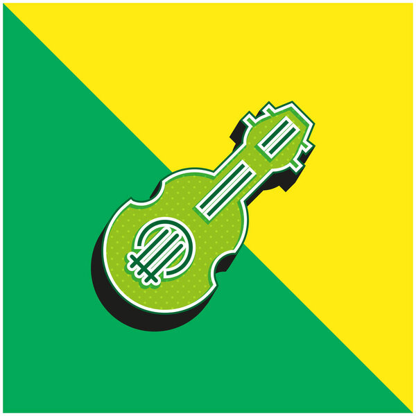 Балалайка Зеленый и желтый современный 3D логотип векторной иконы