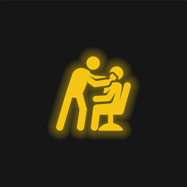 Barber yellow glowing neon icon
