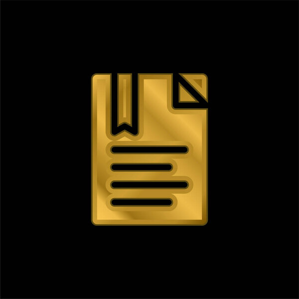 Bookmark gold plated metalic icon or logo vector