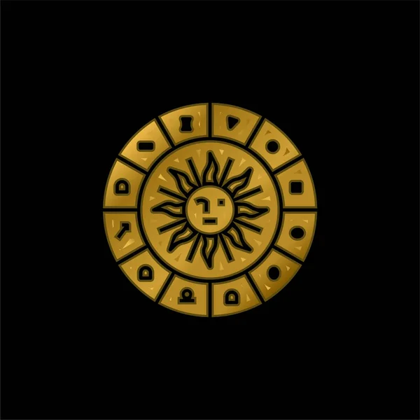 Astrología Chapado Oro Icono Metálico Logo Vector — Vector de stock