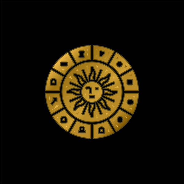 Астрология позолоченная металлическая икона или вектор логотипа