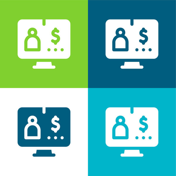 Банковский счет Квартира четырех цветов минимальный набор значков