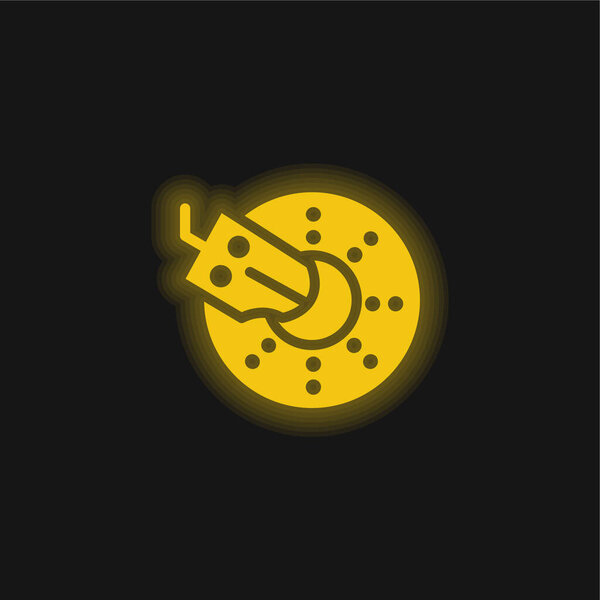 Brake yellow glowing neon icon