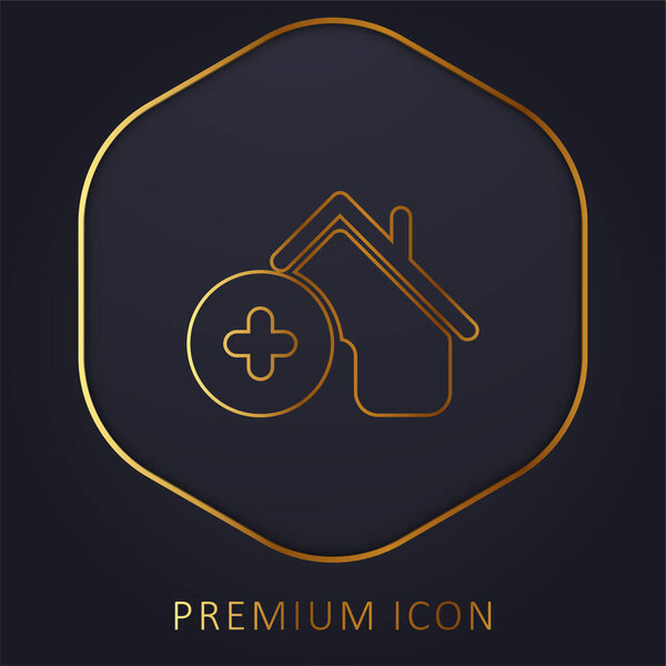Añadir Casa Línea Dorada Logotipo  Icono — Vector de stock
