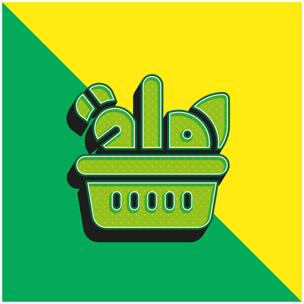 Basket Green and yellow modern 3d vector icon logo