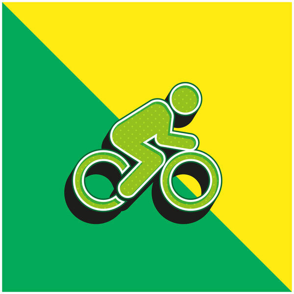 Велосипед Зеленый и желтый современный 3d векторный логотип