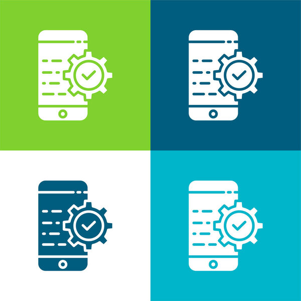 Плоский четырехцветный минимальный набор иконок