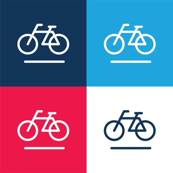 Fahrrad Blau Und Rot Vier Farben Minimales Symbol Set — Stockvektor