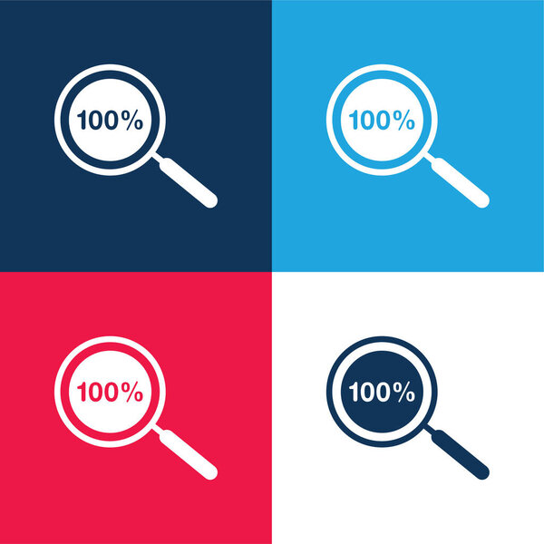 100% Zoom Symbol blue and red four color minimal icon set