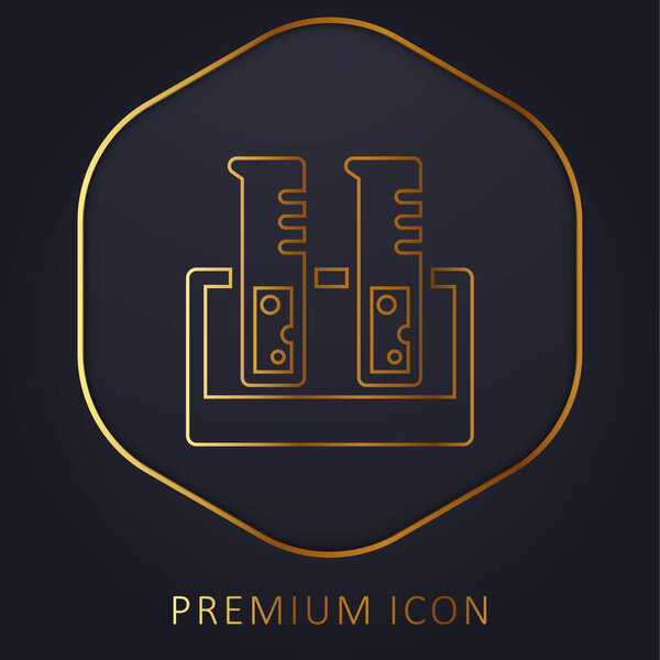 Beaker Glass golden line premium logo or icon