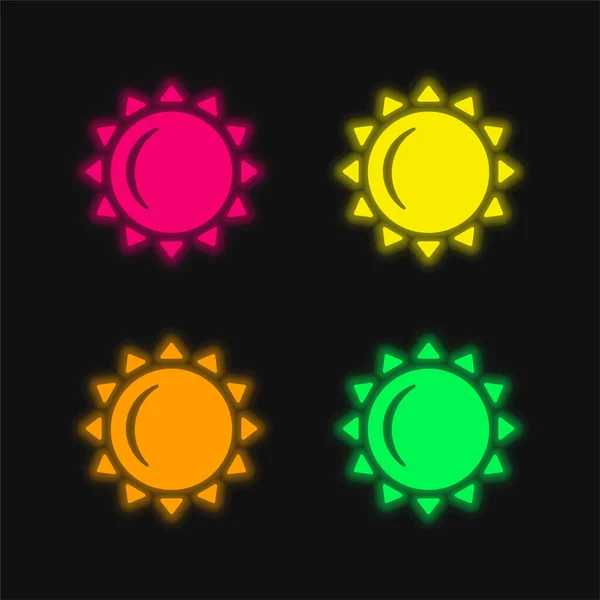stock vector Big Sun four color glowing neon vector icon