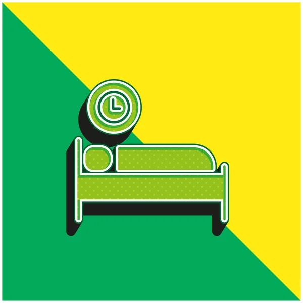 Logo Ikon Vektor Modern Bed Time Green Dan Kuning Stok Vektor