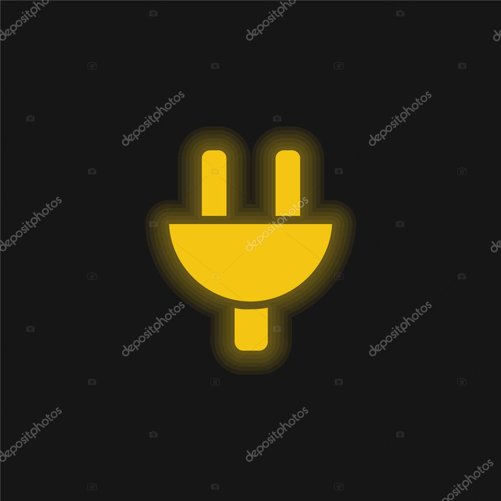 Black Plug Head yellow glowing neon icon