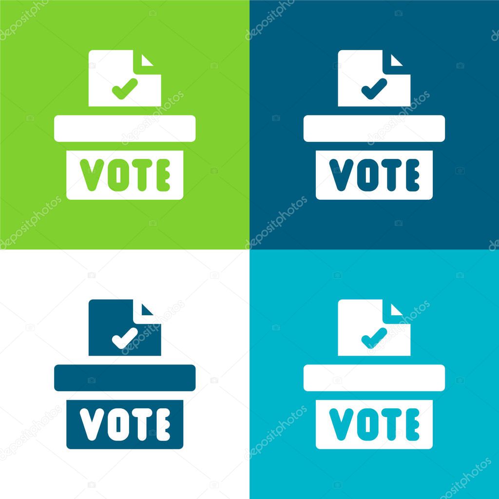 Ballot Box Flat four color minimal icon set