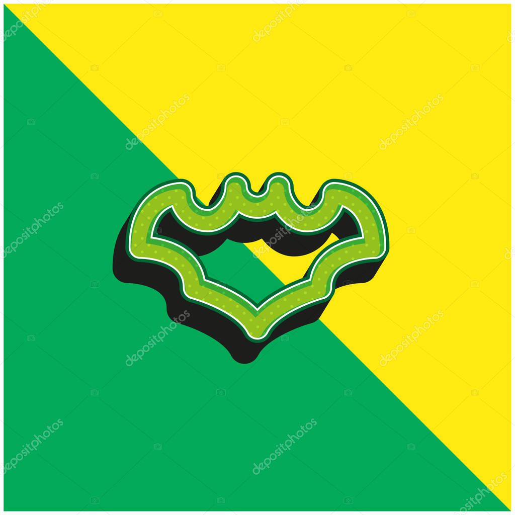 Bat Green and yellow modern 3d vector icon logo