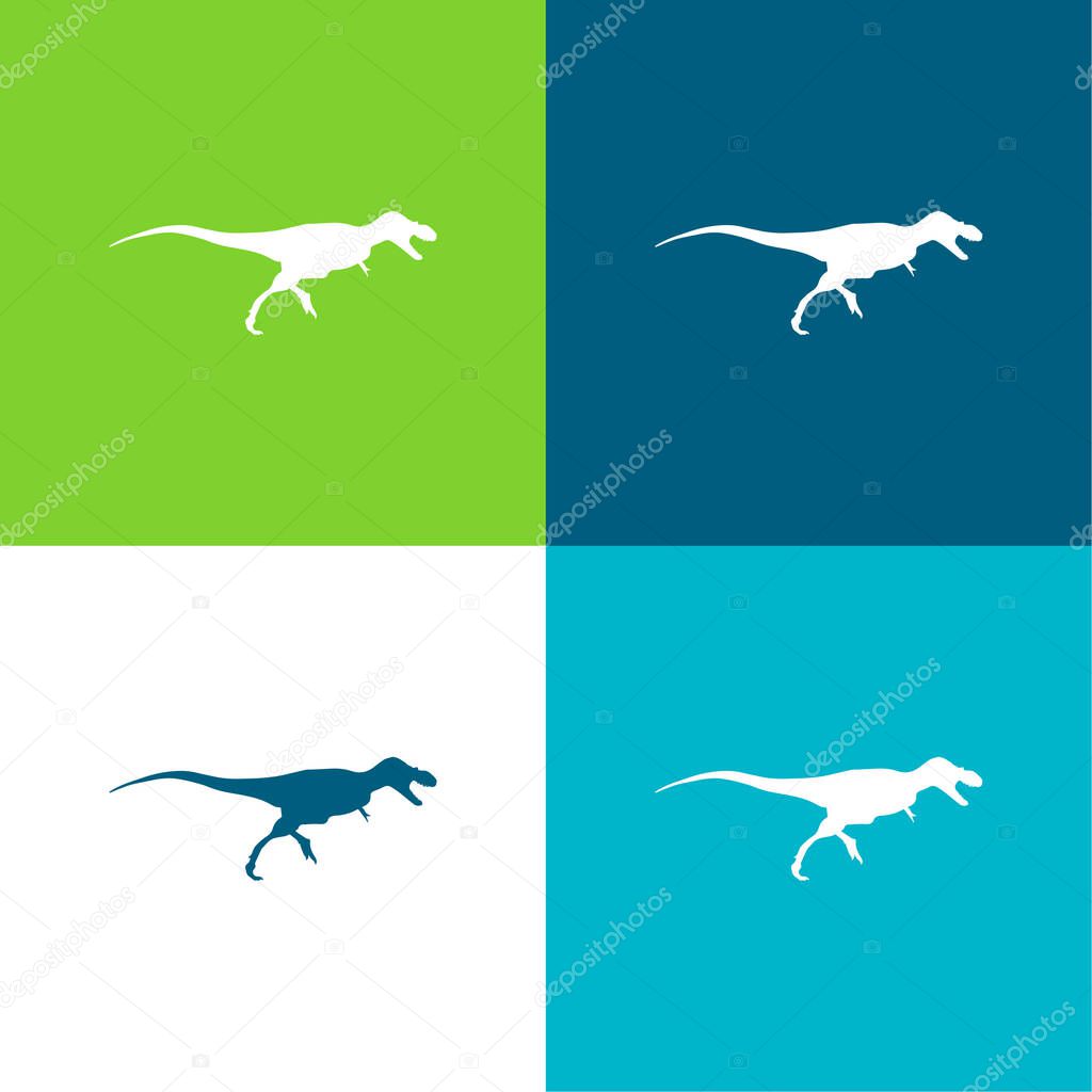 Albertosaurus Dinosaur Side View Shape Flat four color minimal icon set