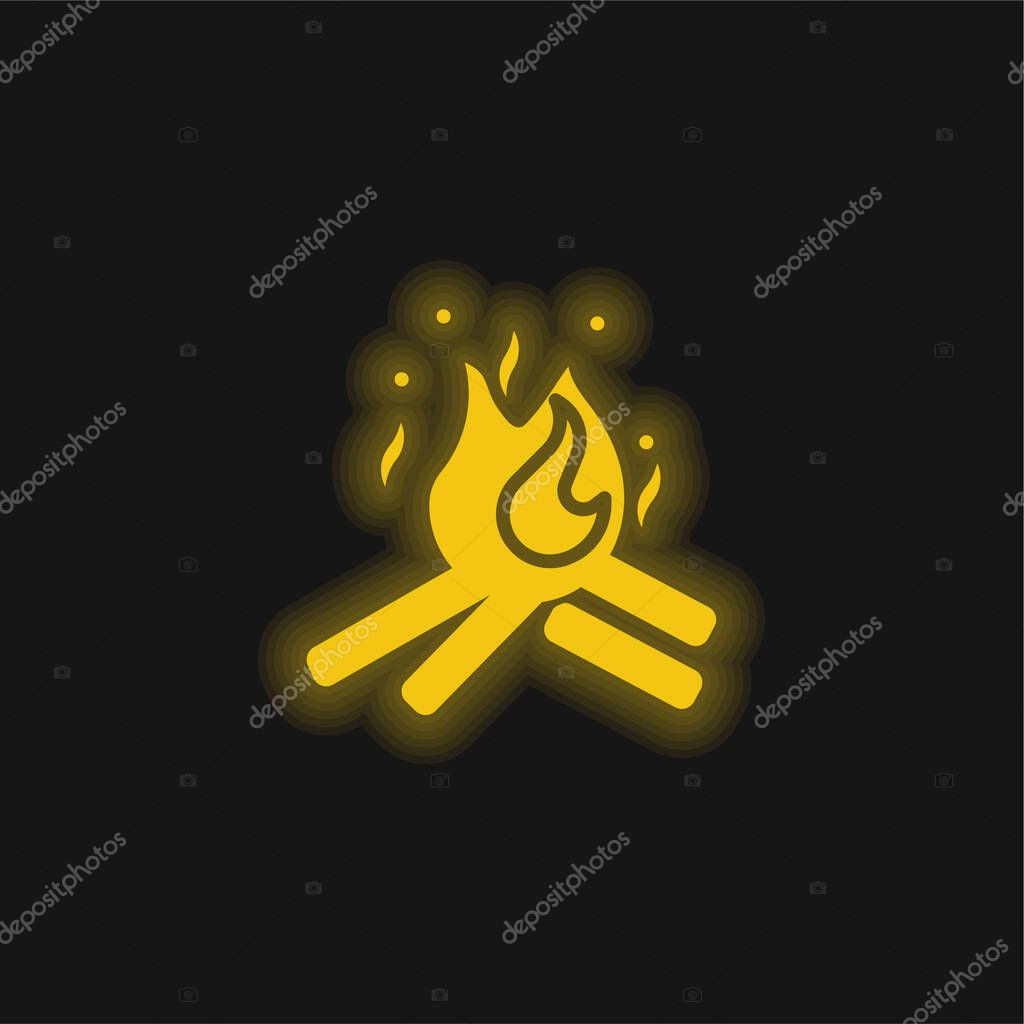 Bonfire yellow glowing neon icon